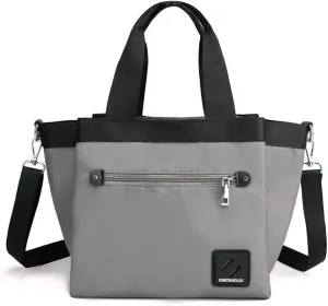 Tote Bag Nylon Crossbody Bag for Women Large Shoulder Bag with Zipper Waterproof Top Handle Handbag for Travel Work Grey