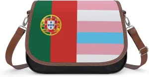 Transgender Portugal Flag Funny Women's Crossbody Bags Novelty Leather Purse Handbag Shoulder Bag