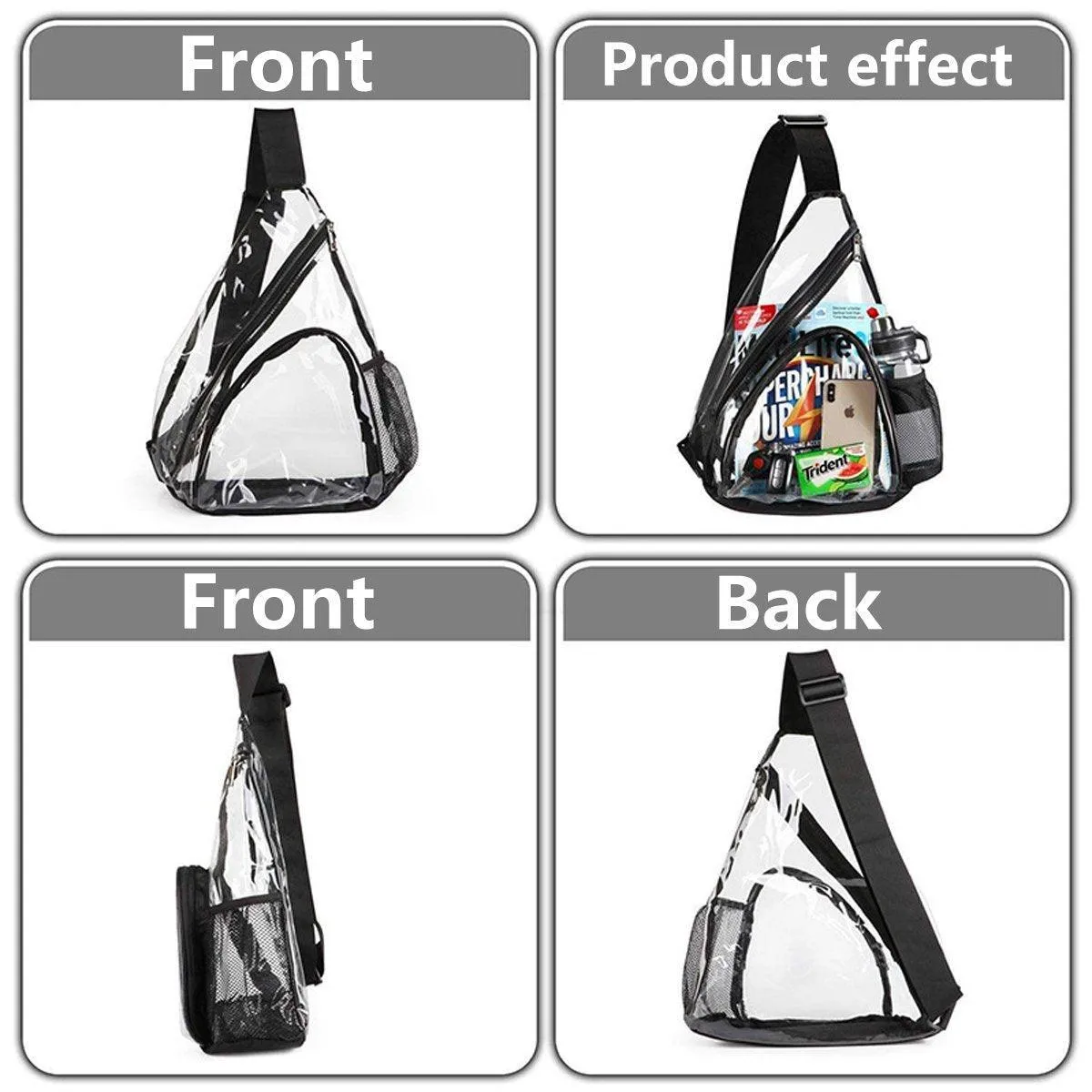 Transparent PVC Waterproof Backpack Crossbody Bag Casual Travel Shoulder Bag