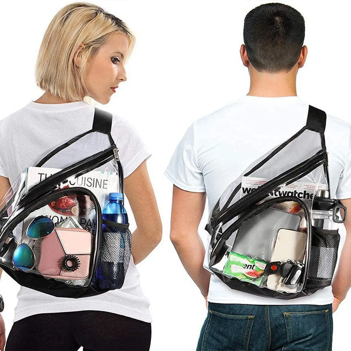 Transparent PVC Waterproof Crossbody Bag Casual Shoulder Slant Backpack Travel