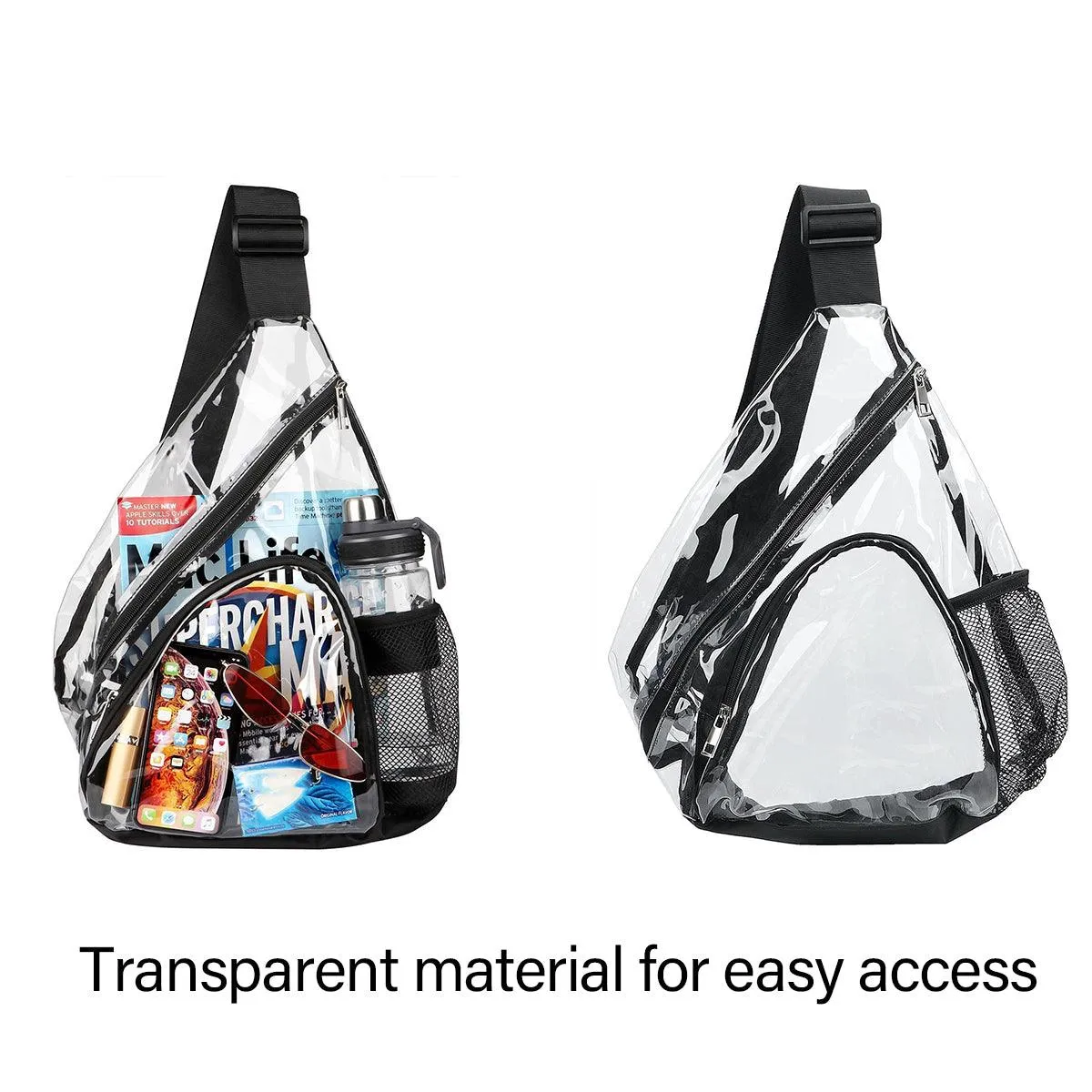 Transparent PVC Waterproof Crossbody Bag Casual Shoulder Slant Backpack Travel