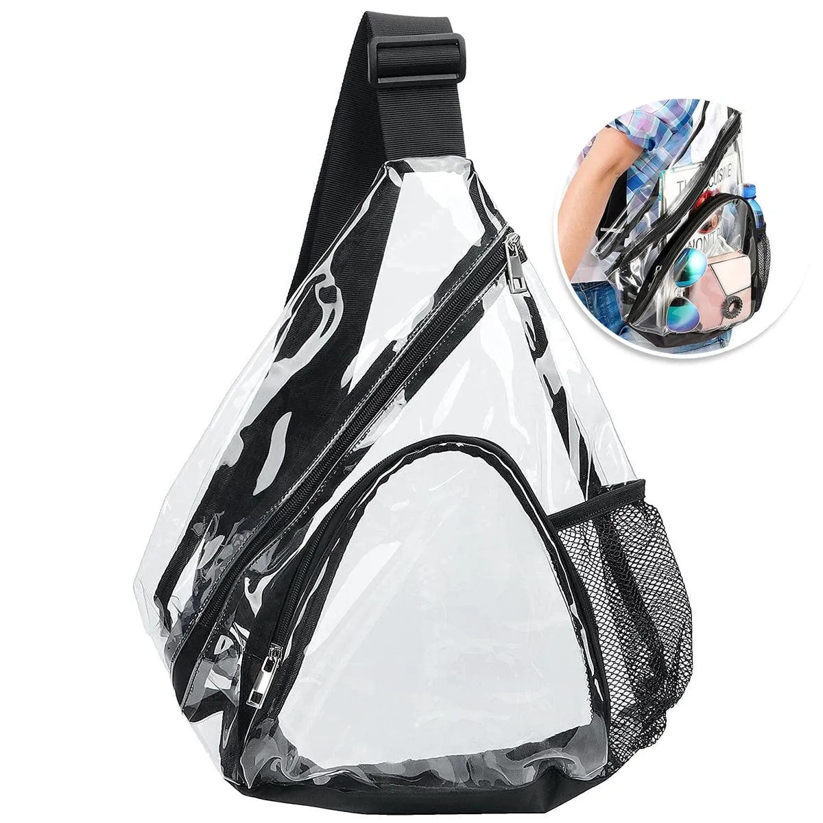 Transparent PVC Waterproof Crossbody Bag Casual Shoulder Slant Backpack Travel