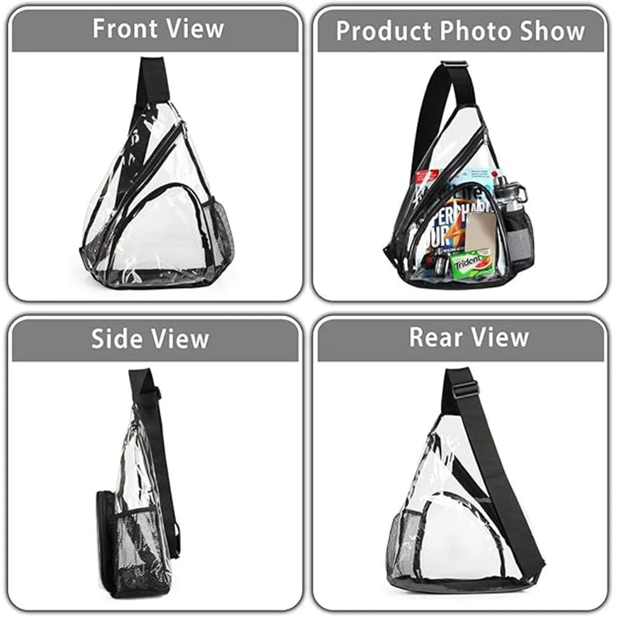 Transparent PVC Waterproof Crossbody Bag Casual Shoulder Slant Backpack Travel