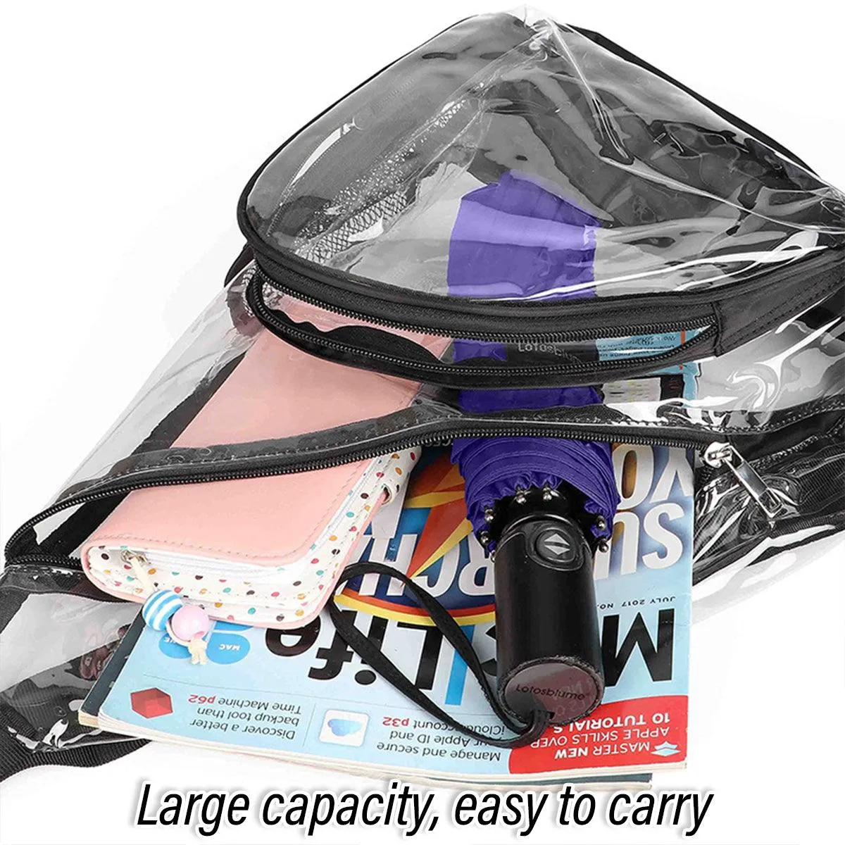 Transparent PVC Waterproof Crossbody Bag Casual Shoulder Slant Backpack Travel