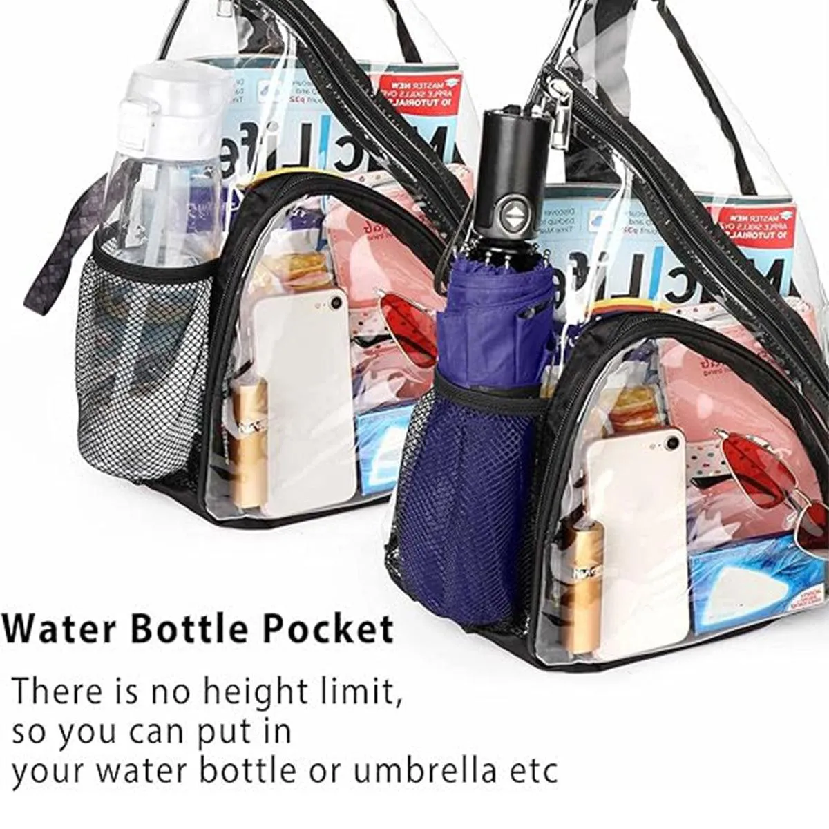 Transparent PVC Waterproof Crossbody Bag Casual Shoulder Slant Backpack Travel