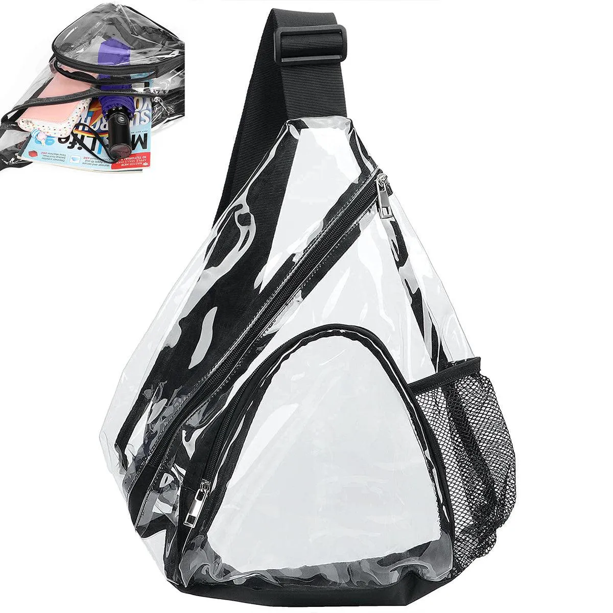 Transparent PVC Waterproof Crossbody Bag Casual Shoulder Slant Backpack Travel
