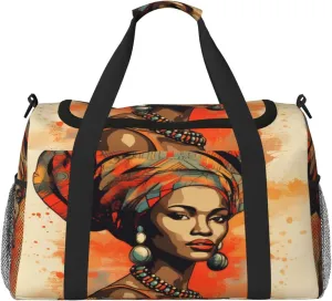 Travel Duffel Bag For Men Women, Ethnic Bohemian African Woman Art Painting Carry On Sport Gym Bag With Shoulder Strap Lightweight Waterproof Weekender Bag Overnight Bag