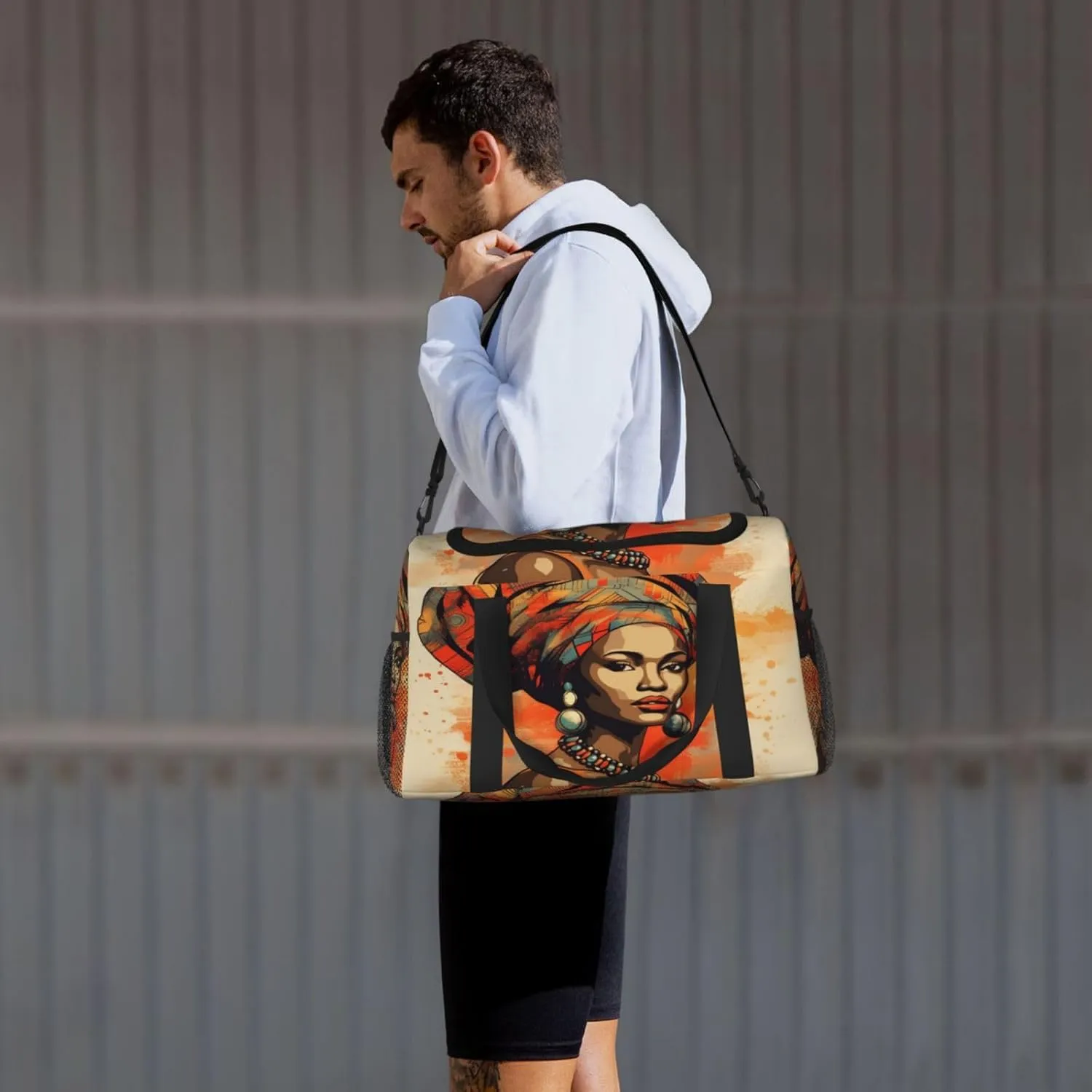 Travel Duffel Bag For Men Women, Ethnic Bohemian African Woman Art Painting Carry On Sport Gym Bag With Shoulder Strap Lightweight Waterproof Weekender Bag Overnight Bag
