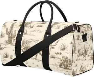 Travel Duffle Bag Cactus Cattle Gym Bags for Men Women Travel Duffel Bags with Adjustable Shoulder Strap Carry On Weekender Bag