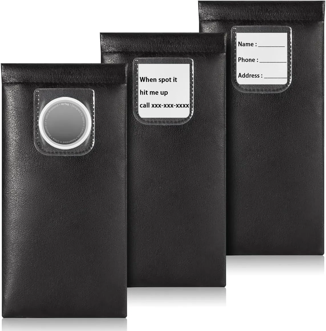 TRIUMPH VISION Squeeze Leather Sunglasses Pouch - 3 Pack Spring Storage Glasses Pouch Holder