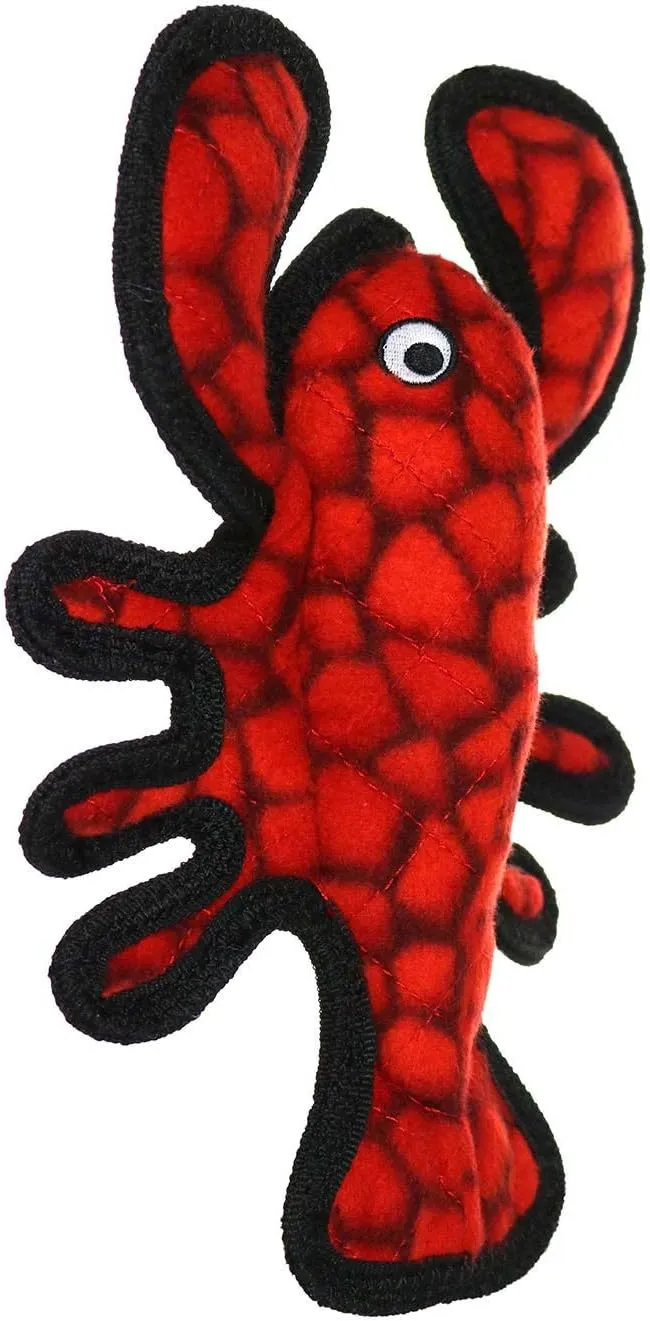 TUFFY - World's Tuffest Soft Dog Toy - Ocean Larry Lobster -Squeakers - Multiple Layers. Made Durable, Strong & Tough. Interactive Play (Tug, Toss & Fetch). Machine Washable & Floats. (Junior 2 Pack)