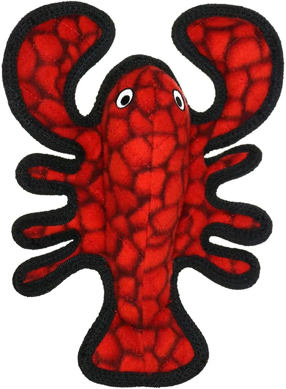 TUFFY - World's Tuffest Soft Dog Toy - Ocean Larry Lobster -Squeakers - Multiple Layers. Made Durable, Strong & Tough. Interactive Play (Tug, Toss & Fetch). Machine Washable & Floats. (Junior 2 Pack)