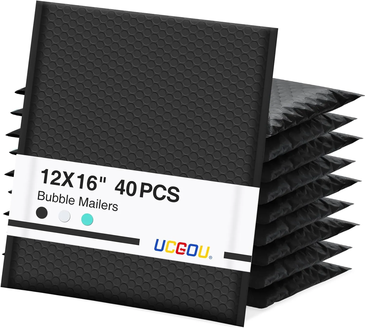 UCGOU Bubble Mailers 12x16 Inch 40 Pack Usable Size 12x15 Inch Large Padded Envelopes Black Waterproof Packaging Bags for Shipping Self Seal Strong Adhesion Envelopes for Jewelry Makeup Supplies