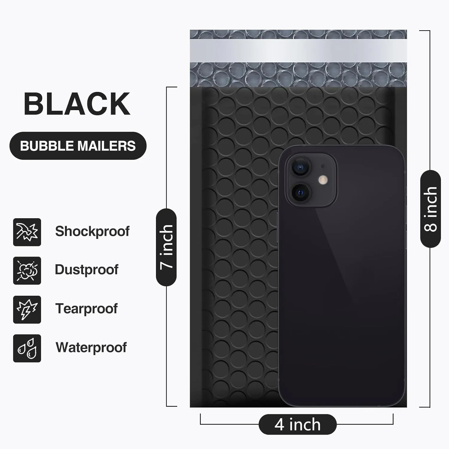 UCGOU Bubble Mailers 4x8 Inch Black 100 Pack Poly Padded Envelopes Small Business Mailing Packages Opaque Self Seal Boutique Shipping Bags Bubble Mailer