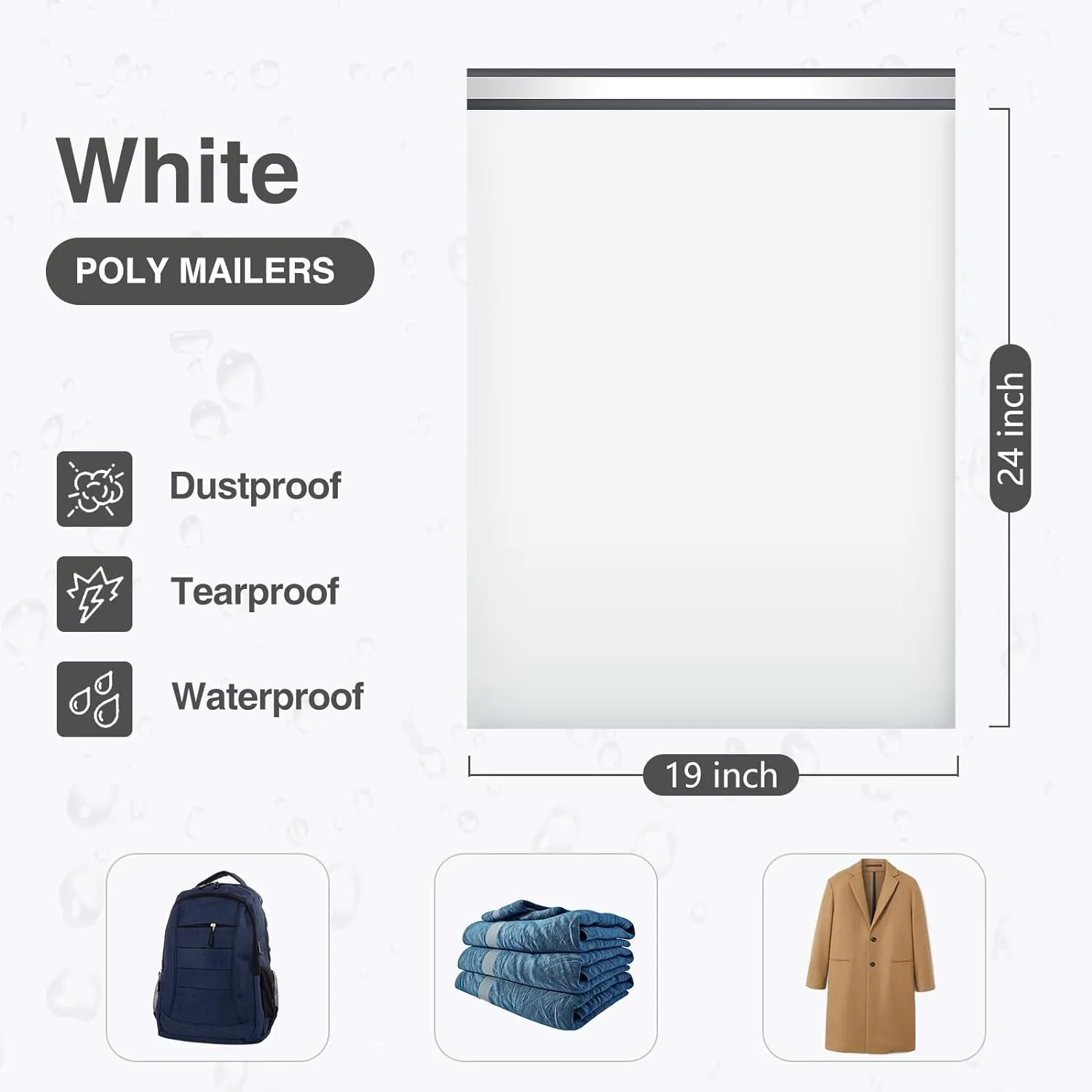 UCGOU Large Poly Mailers 19x24 Inch White 50 Pack Extra Large Shipping Bags Strong Thick Mailing Envelopes Self Seal Adhesive Waterproof and Tear Proof Boutique Postal for Clothing Quilt and More