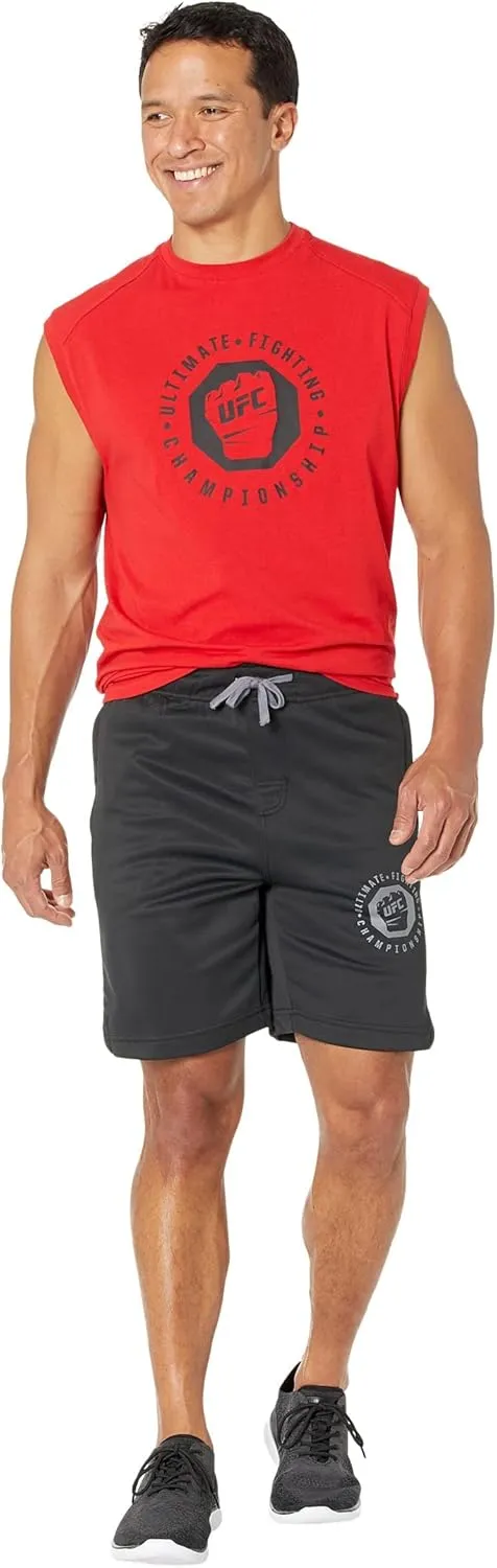 UFC Basic 8" Workout Shorts – Fitness Wear for Men – 100% Polyester – Side Pockets – Sublimated Graphics