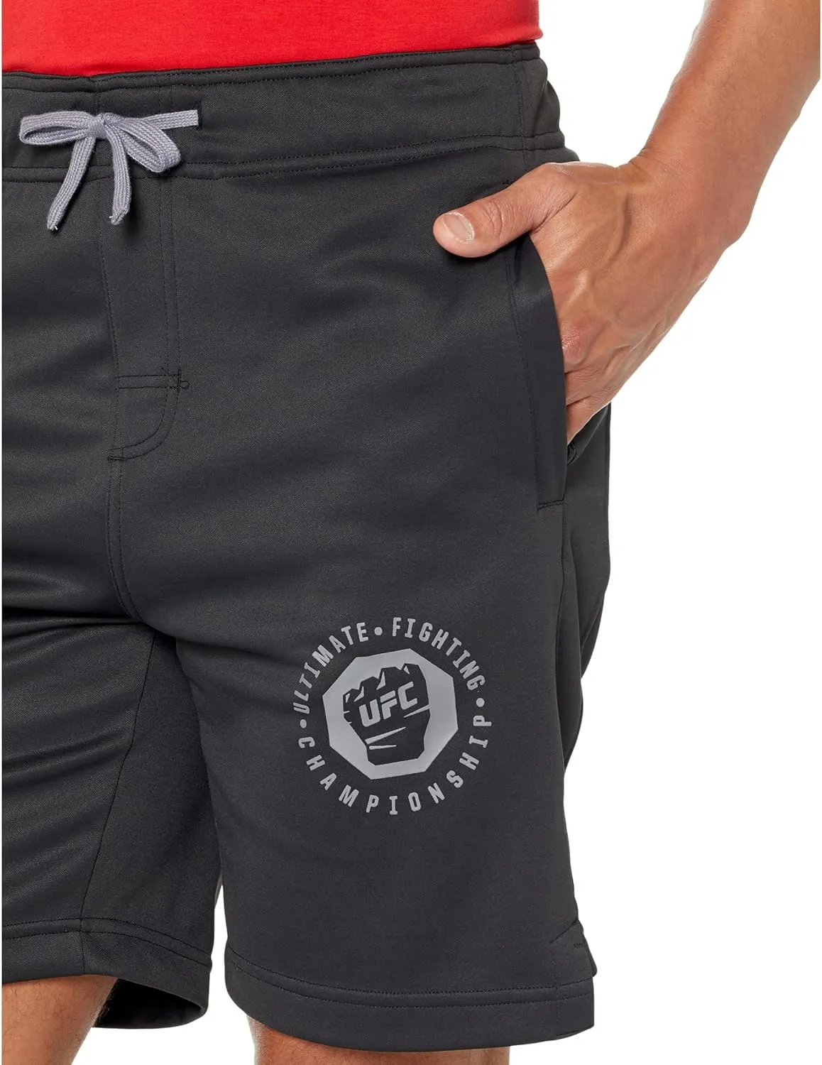 UFC Basic 8" Workout Shorts – Fitness Wear for Men – 100% Polyester – Side Pockets – Sublimated Graphics