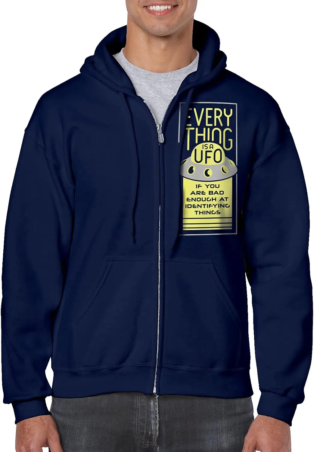 UGP Campus Apparel Everything Is A UFO - Bad at Identifying Funny Alien Sci-Fi ZIP HOODIE