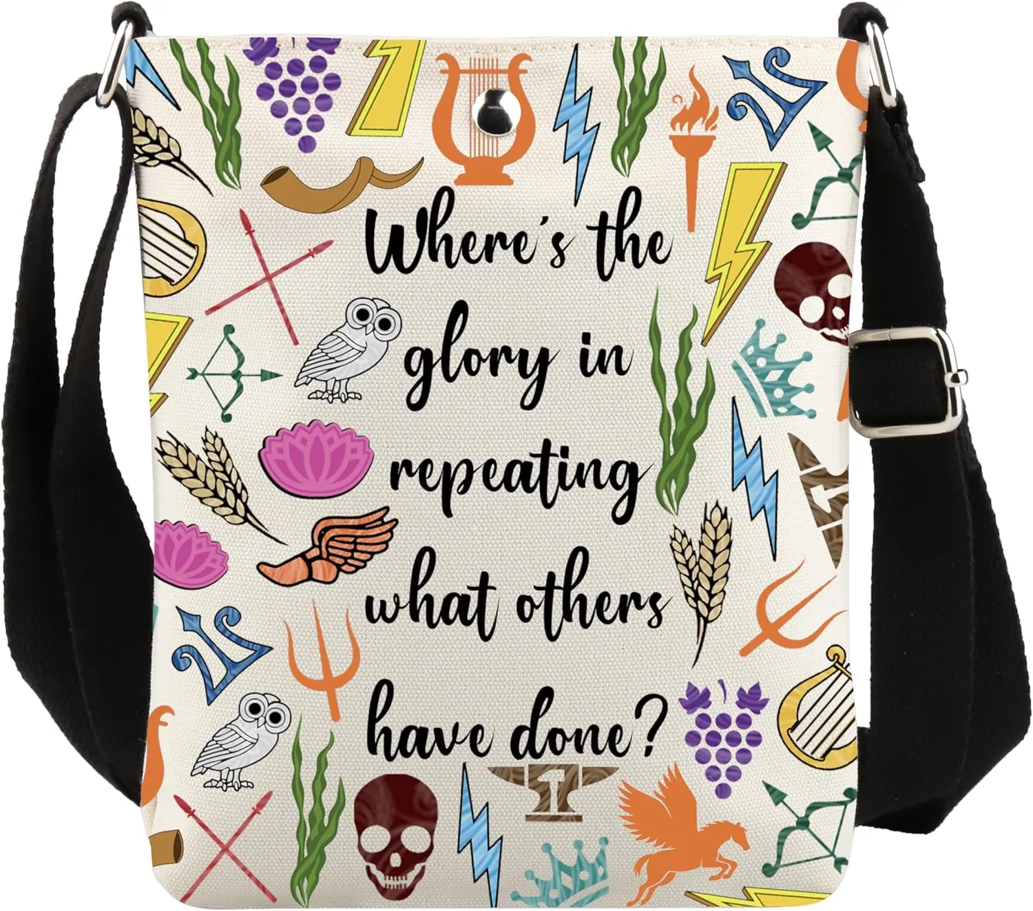 UJIMS Heroes of Olympus Inspired Gift PJ Camp Half Quote Blood Horse Crossbody Bag PJ Movie Fan Gift