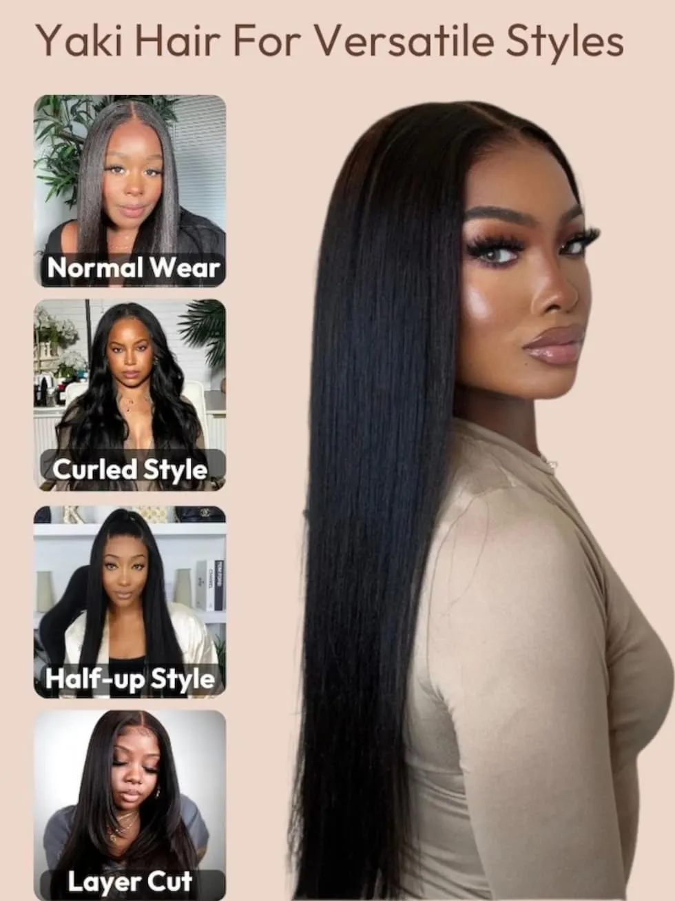 UNICE Bye Bye Knots Light Yaki Straight Glueless Wig Human Hair with Drawstring 7x5 Pre Cut HD Lace Front Wigs Pre Plucked Bleached Knots Pre Everything Put on and Go Wig Natural Hairline 20 inch