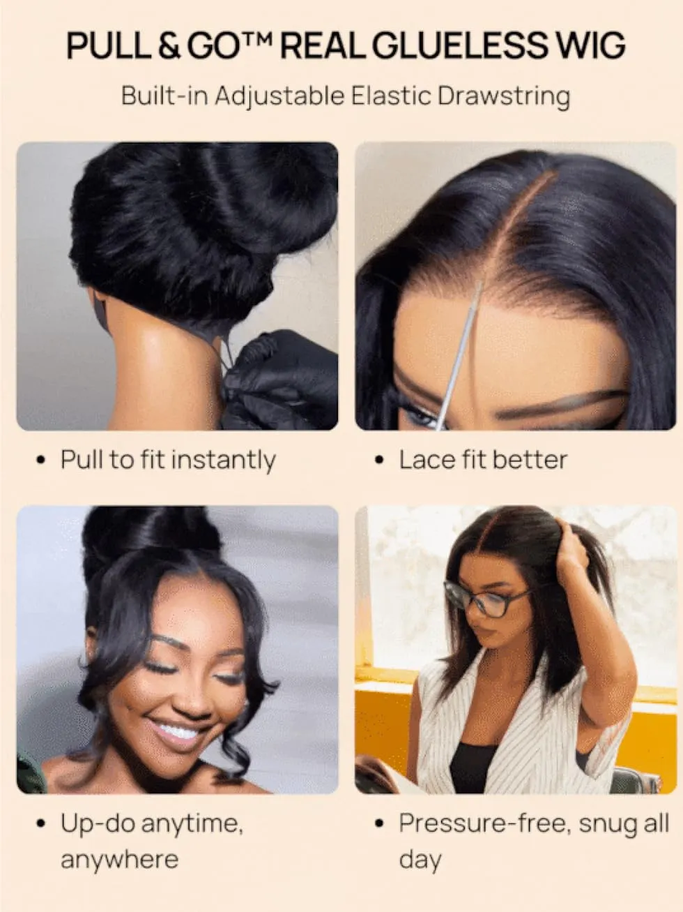 UNICE Bye Bye Knots Light Yaki Straight Glueless Wig Human Hair with Drawstring 7x5 Pre Cut HD Lace Front Wigs Pre Plucked Bleached Knots Pre Everything Put on and Go Wig Natural Hairline 20 inch