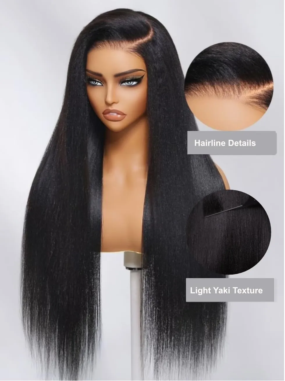 UNICE Bye Bye Knots Light Yaki Straight Glueless Wig Human Hair with Drawstring 7x5 Pre Cut HD Lace Front Wigs Pre Plucked Bleached Knots Pre Everything Put on and Go Wig Natural Hairline 20 inch
