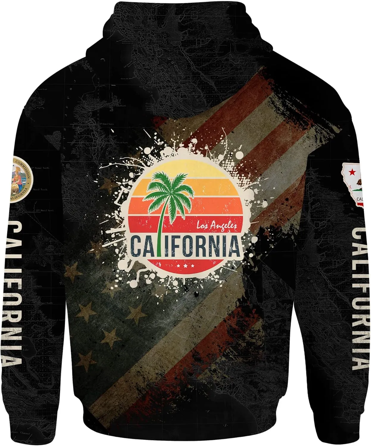 Unisex 3d printed American USA States Hoodie Pullover Sweatshirts Hoodies