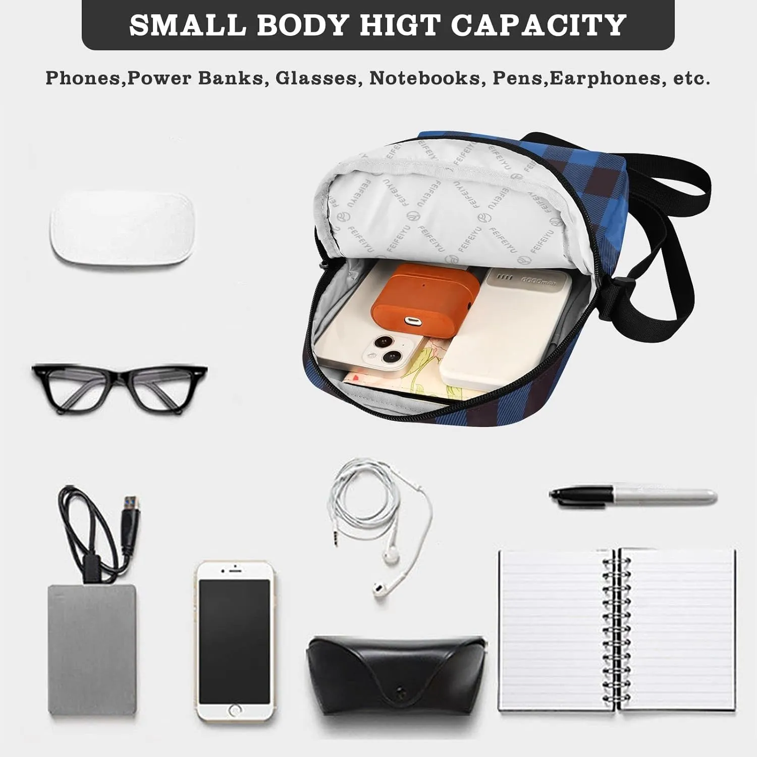 Unisex Crossbody Bag, Animal Pattern Durable Sling Side Shoulder bags for men women, One Size