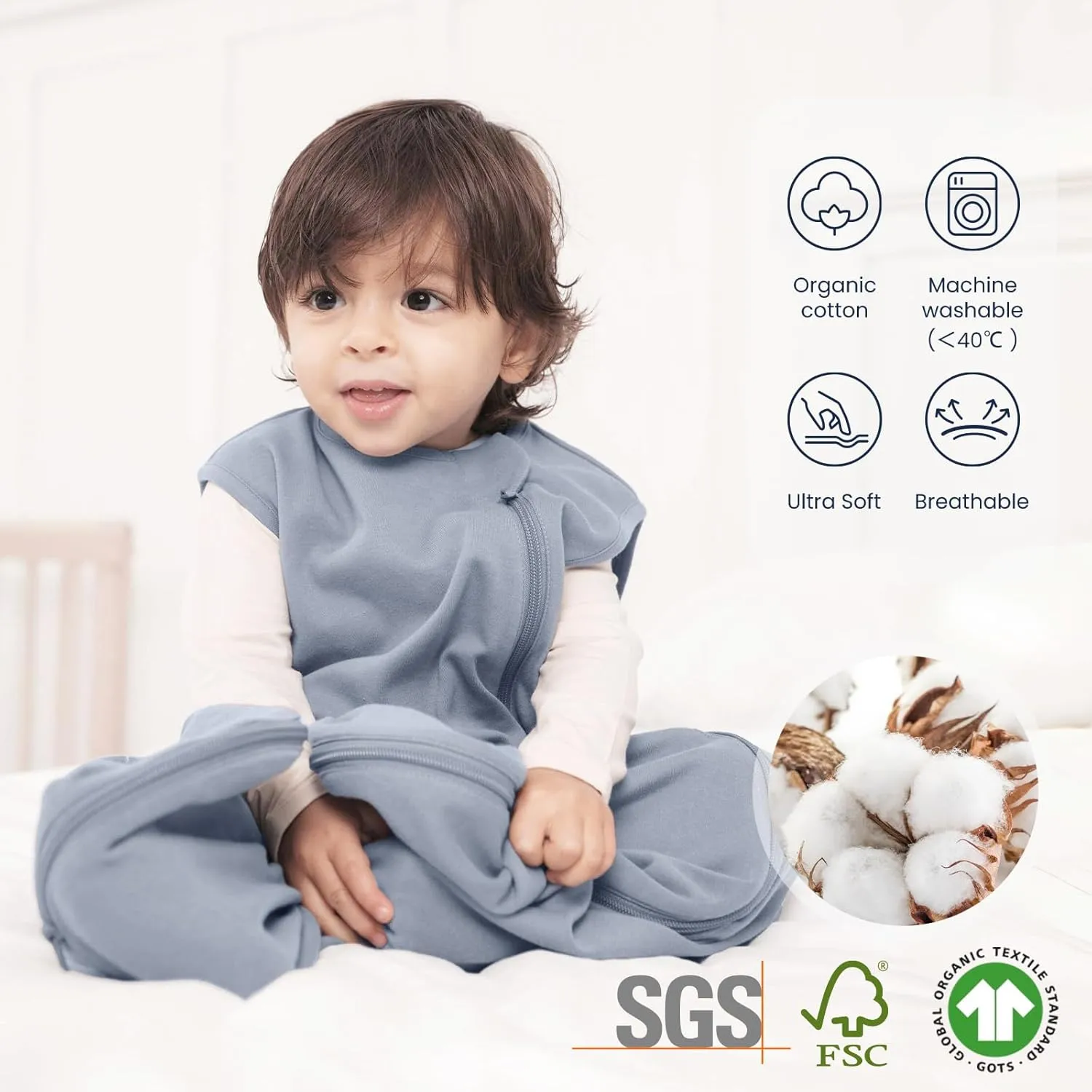 Unisex Sleeping Bag for Babies and Toddlers 0.5 Tog Sleep Sack 6-18 Months, Newborn Sleep Sack, Wearable Blanket Baby,One Piece Sleeveless Sleep Sacks,Gifts for Baby