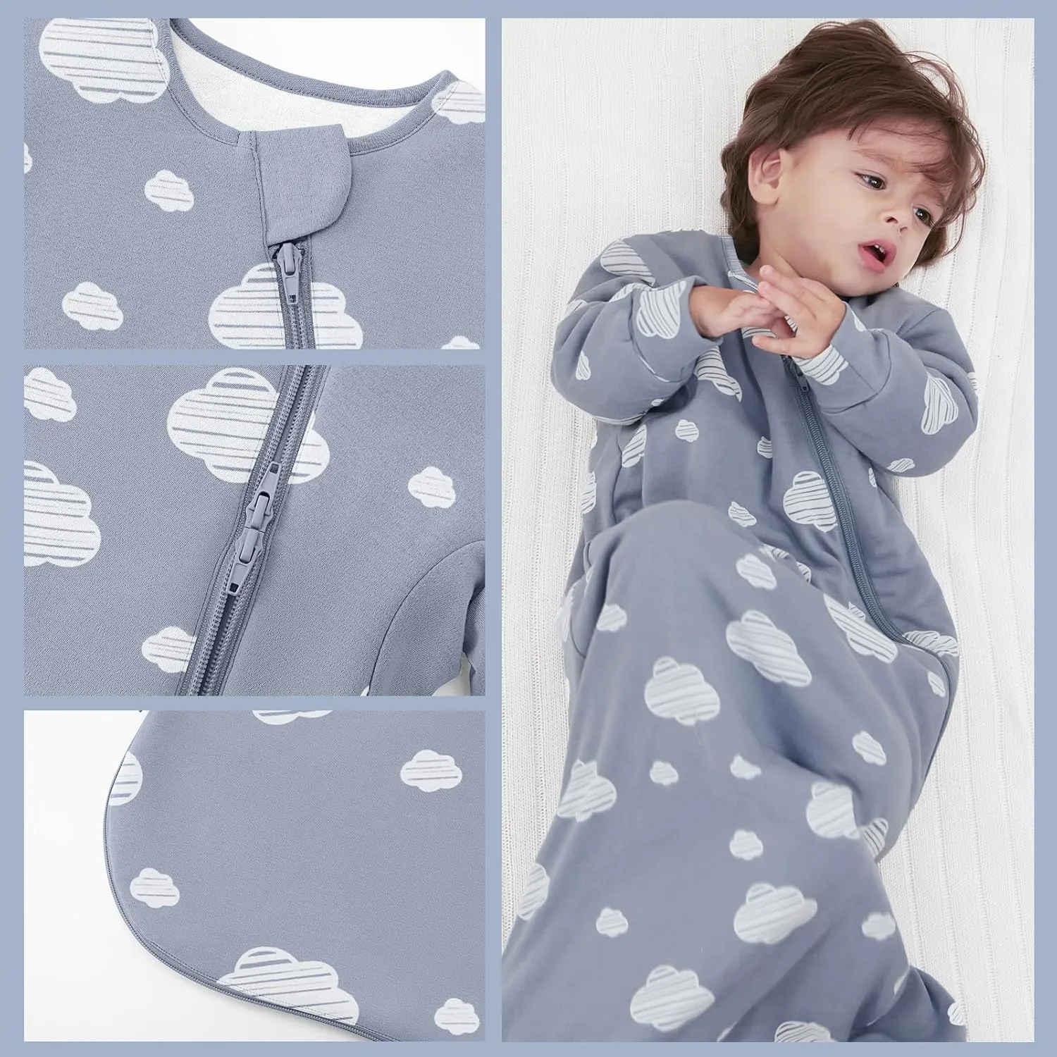 Unisex Sleeping Bag for Babies and Toddlers 2.5 Tog Sleep Sack 0-6Months, Baby Sleep Sack, Long Sleeve Sleep Sack, Wearable Blanket Baby,One piece with sleeves,Gifts for Baby