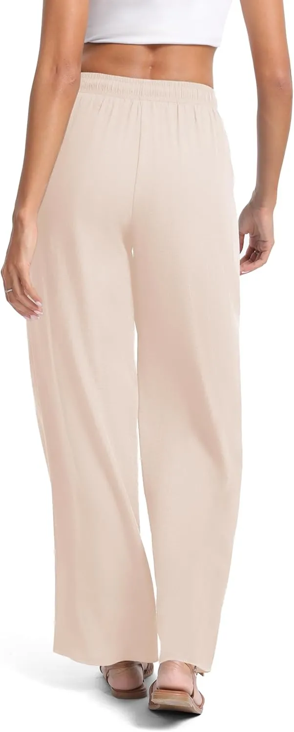 Urban CoCo Women's Lightweight Wide Leg Pants Elastic Waist Loose Office Casual Palazzo Trousers for Spring Summer