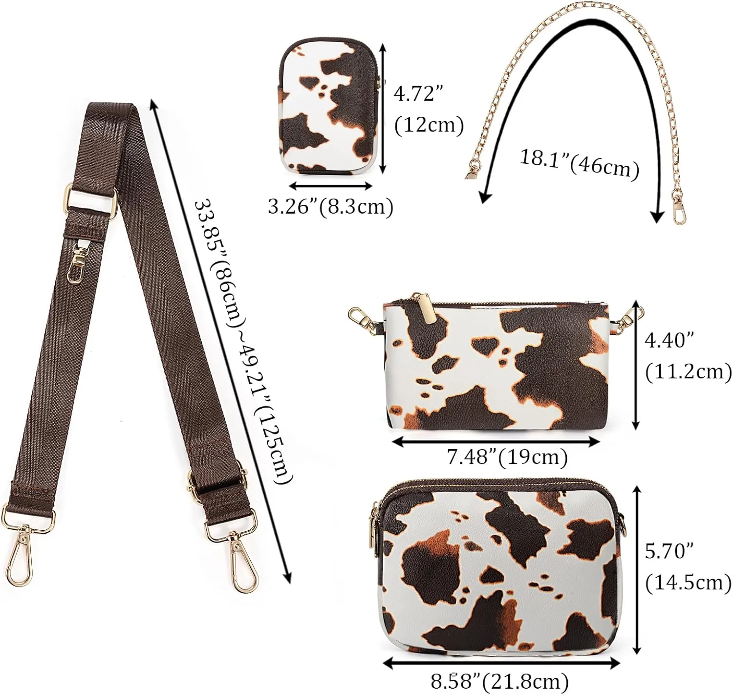 Uromee Crossbody Bags for Women Fashion Shoulder Purse Fanny Pack Travel Hiking Detachable Pouch Adjustable Strap