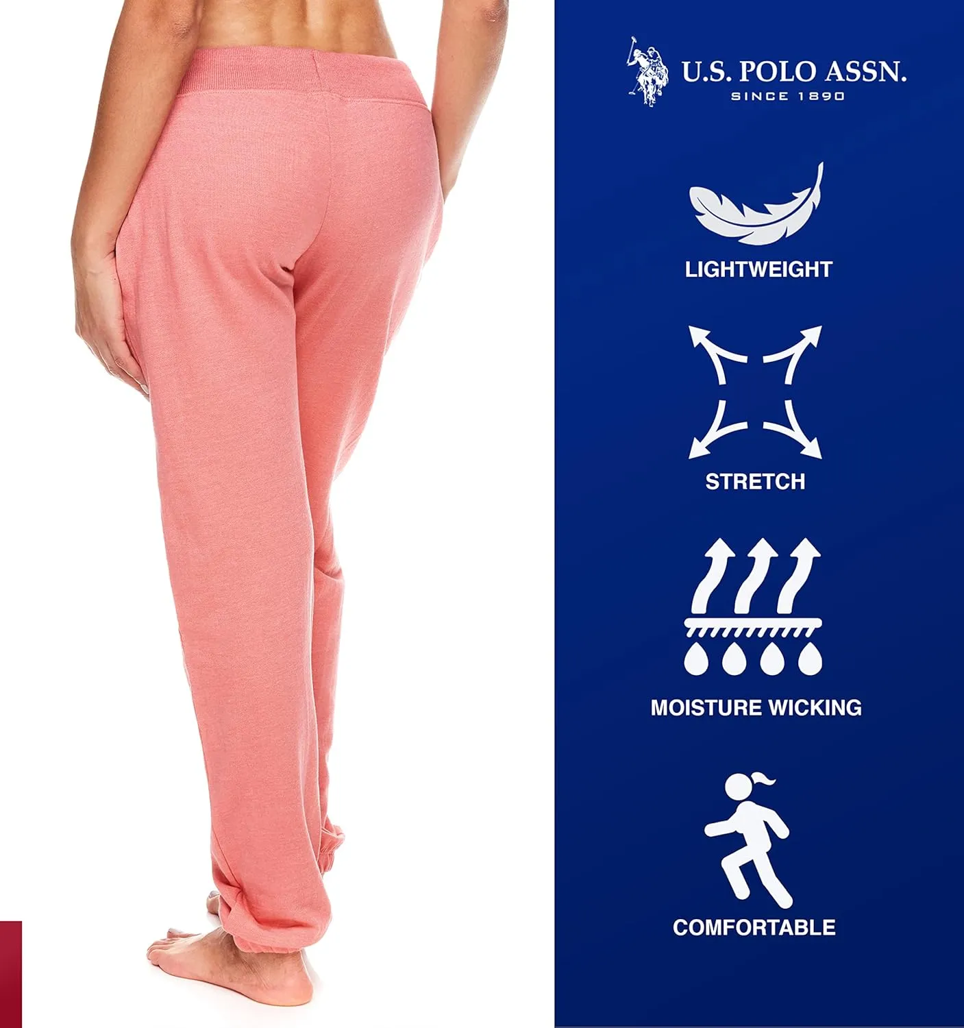 U.S. Polo Assn. Womens 2 Pack Printed French Terry Boyfriend Jogger Sweatpants