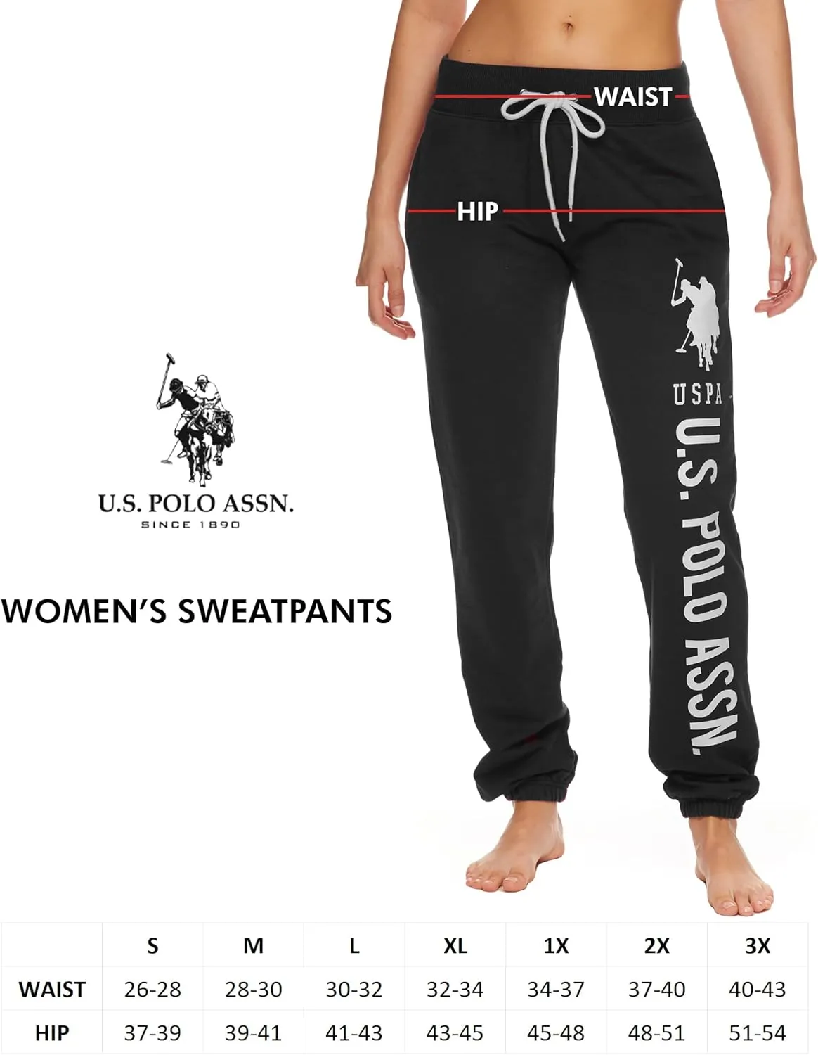 U.S. Polo Assn. Womens 2 Pack Printed French Terry Boyfriend Jogger Sweatpants