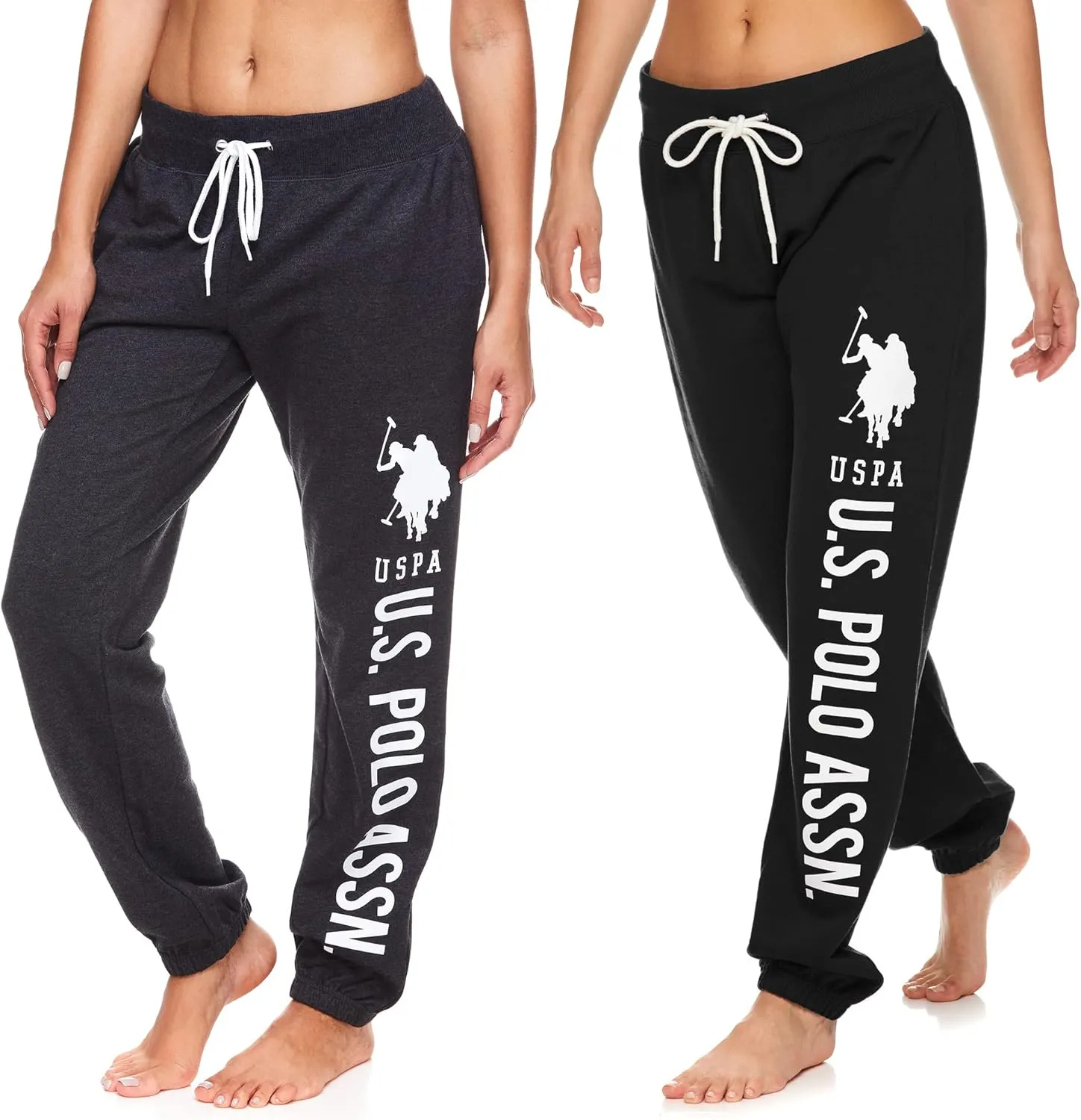 U.S. Polo Assn. Womens 2 Pack Printed French Terry Boyfriend Jogger Sweatpants