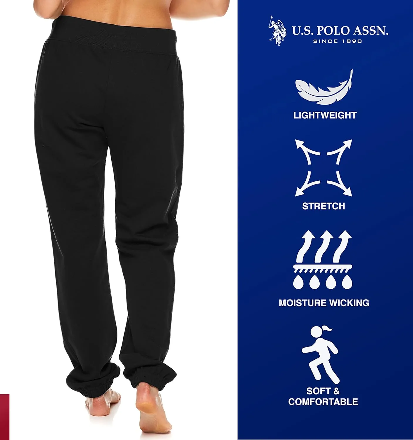 U.S. Polo Assn. Womens 2 Pack Printed French Terry Boyfriend Jogger Sweatpants