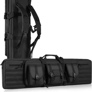 VEVOR Rifle Bag, Tactical Double Long Gun Bag, Soft Rifle Case with Lockable Zipper, Portable Handle & Shoulder Strap, 3 Large Storage Pockets Rifle Case for Two 40" Rifles & 2 Pistols