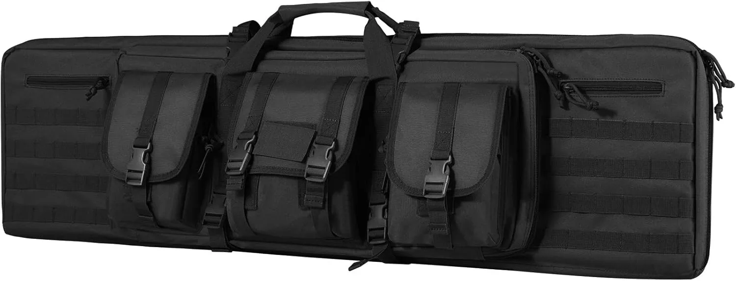 VEVOR Rifle Bag, Tactical Double Long Gun Bag, Soft Rifle Case with Lockable Zipper, Portable Handle & Shoulder Strap, 3 Large Storage Pockets Rifle Case for Two 40" Rifles & 2 Pistols