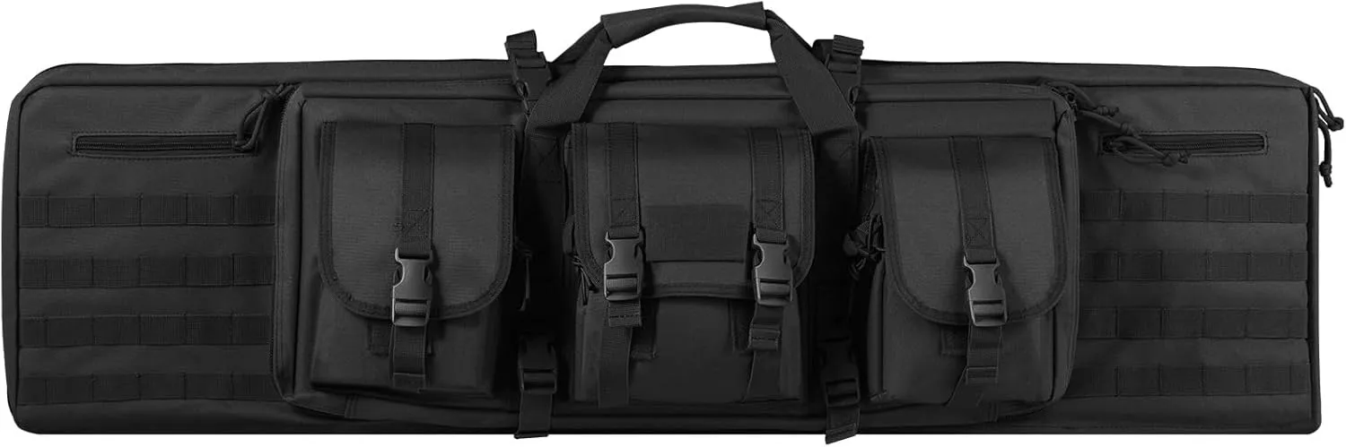 VEVOR Rifle Bag, Tactical Double Long Gun Bag, Soft Rifle Case with Lockable Zipper, Portable Handle & Shoulder Strap, 3 Large Storage Pockets Rifle Case for Two 40" Rifles & 2 Pistols