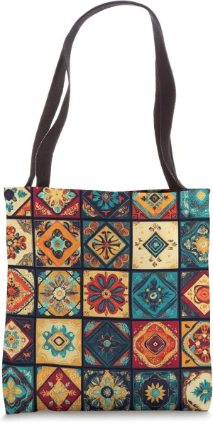 Vintage Bohemian Tile Art Design Home Decor Indoor Outdoor Tote Bag