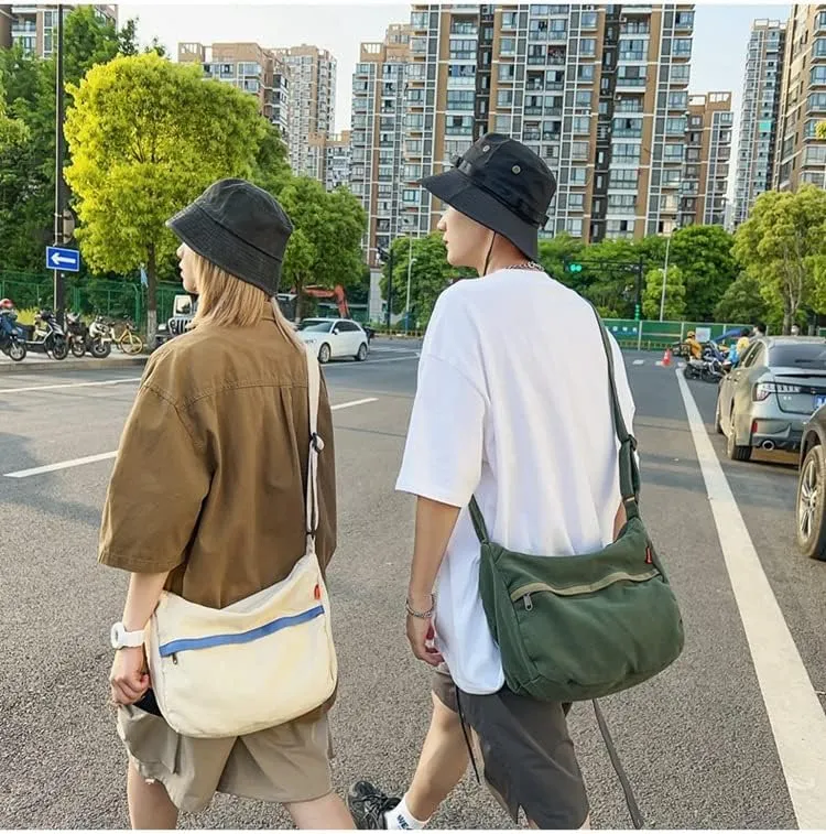 Vintage Canvas Messenger Bag Women Grunge Tote Shoulder Bag Aesthetic Purse Hippie Crossbody Handbag Goth Preppy Stuff