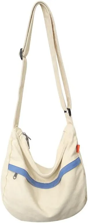 Vintage Canvas Messenger Bag Women Grunge Tote Shoulder Bag Aesthetic Purse Hippie Crossbody Handbag Goth Preppy Stuff
