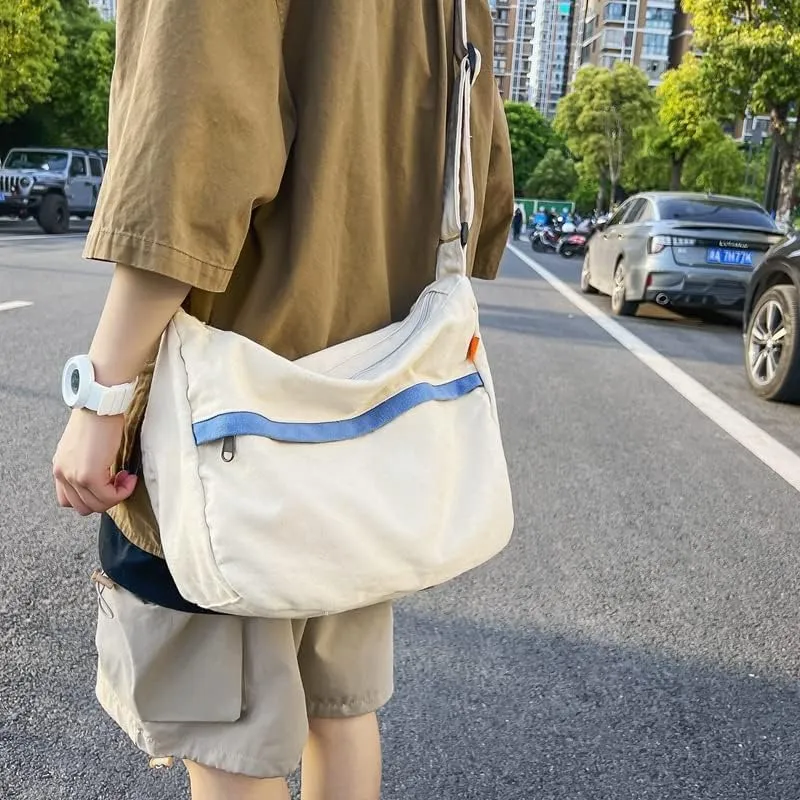 Vintage Canvas Messenger Bag Women Grunge Tote Shoulder Bag Aesthetic Purse Hippie Crossbody Handbag Goth Preppy Stuff