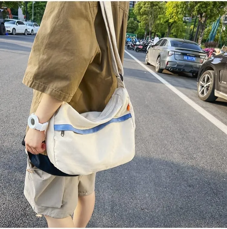 Vintage Canvas Messenger Bag Women Grunge Tote Shoulder Bag Aesthetic Purse Hippie Crossbody Handbag Goth Preppy Stuff