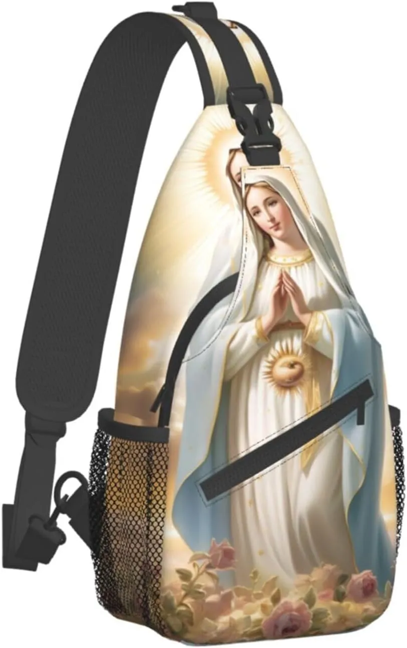 Virgin Mary Sling Backpack Chest Bag Crossbody Shoulder Bag Gym Cycling Travel Hiking Daypack For Men Women