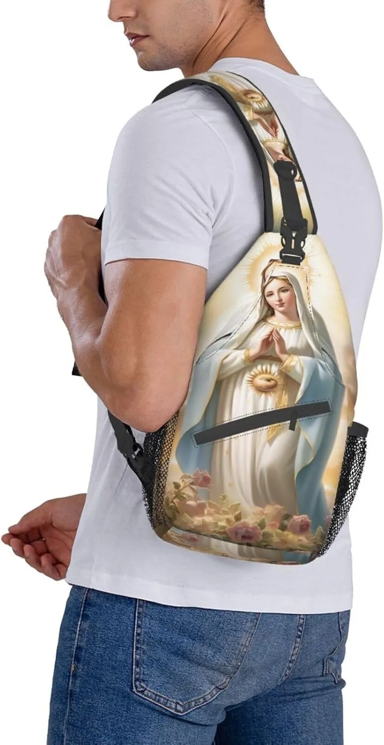 Virgin Mary Sling Backpack Chest Bag Crossbody Shoulder Bag Gym Cycling Travel Hiking Daypack For Men Women