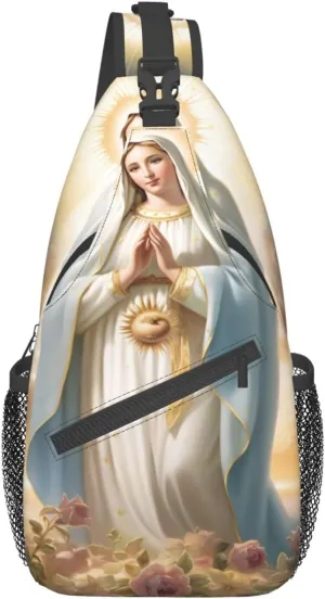 Virgin Mary Sling Backpack Chest Bag Crossbody Shoulder Bag Gym Cycling Travel Hiking Daypack For Men Women
