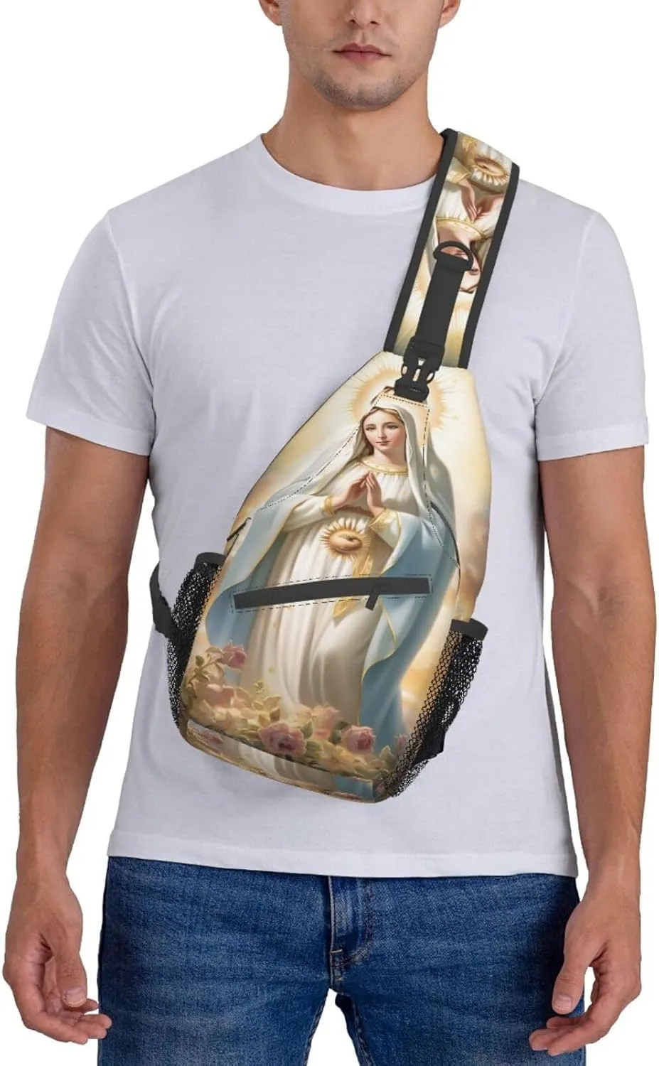 Virgin Mary Sling Backpack Chest Bag Crossbody Shoulder Bag Gym Cycling Travel Hiking Daypack For Men Women