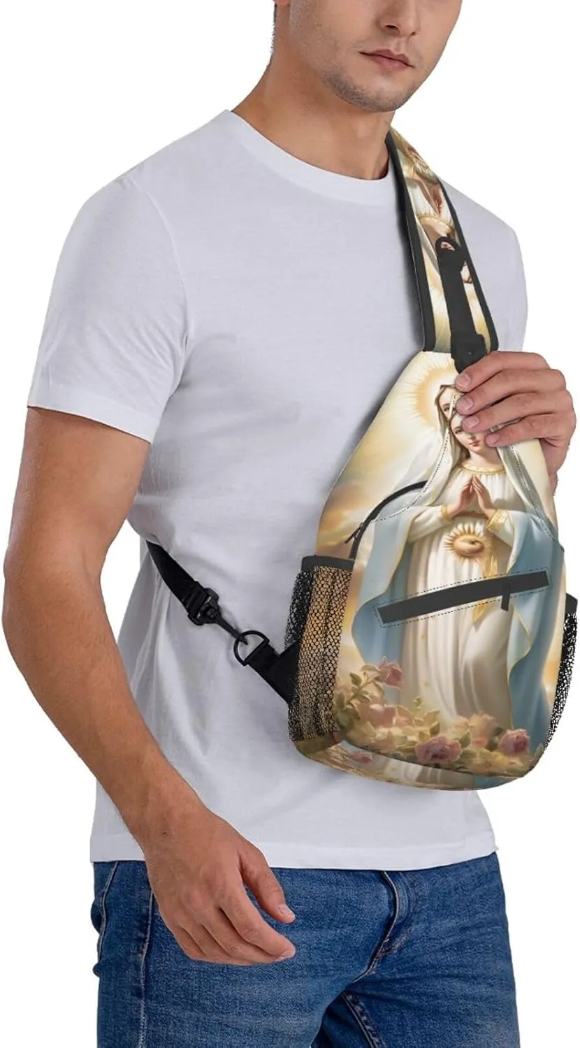 Virgin Mary Sling Backpack Chest Bag Crossbody Shoulder Bag Gym Cycling Travel Hiking Daypack For Men Women