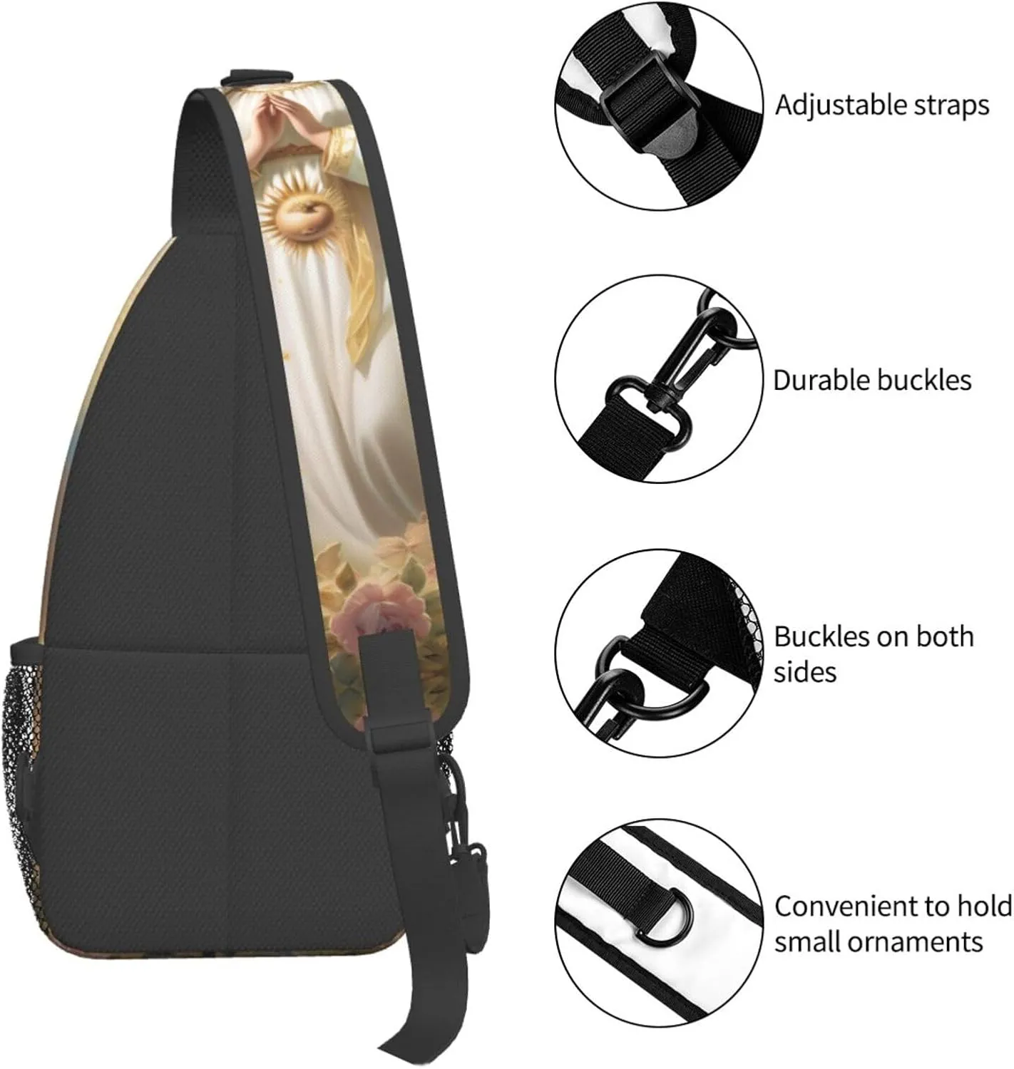 Virgin Mary Sling Backpack Chest Bag Crossbody Shoulder Bag Gym Cycling Travel Hiking Daypack For Men Women